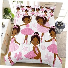 Bedding Sets for Girls, African American Magic Comforter Set Twin White Pink