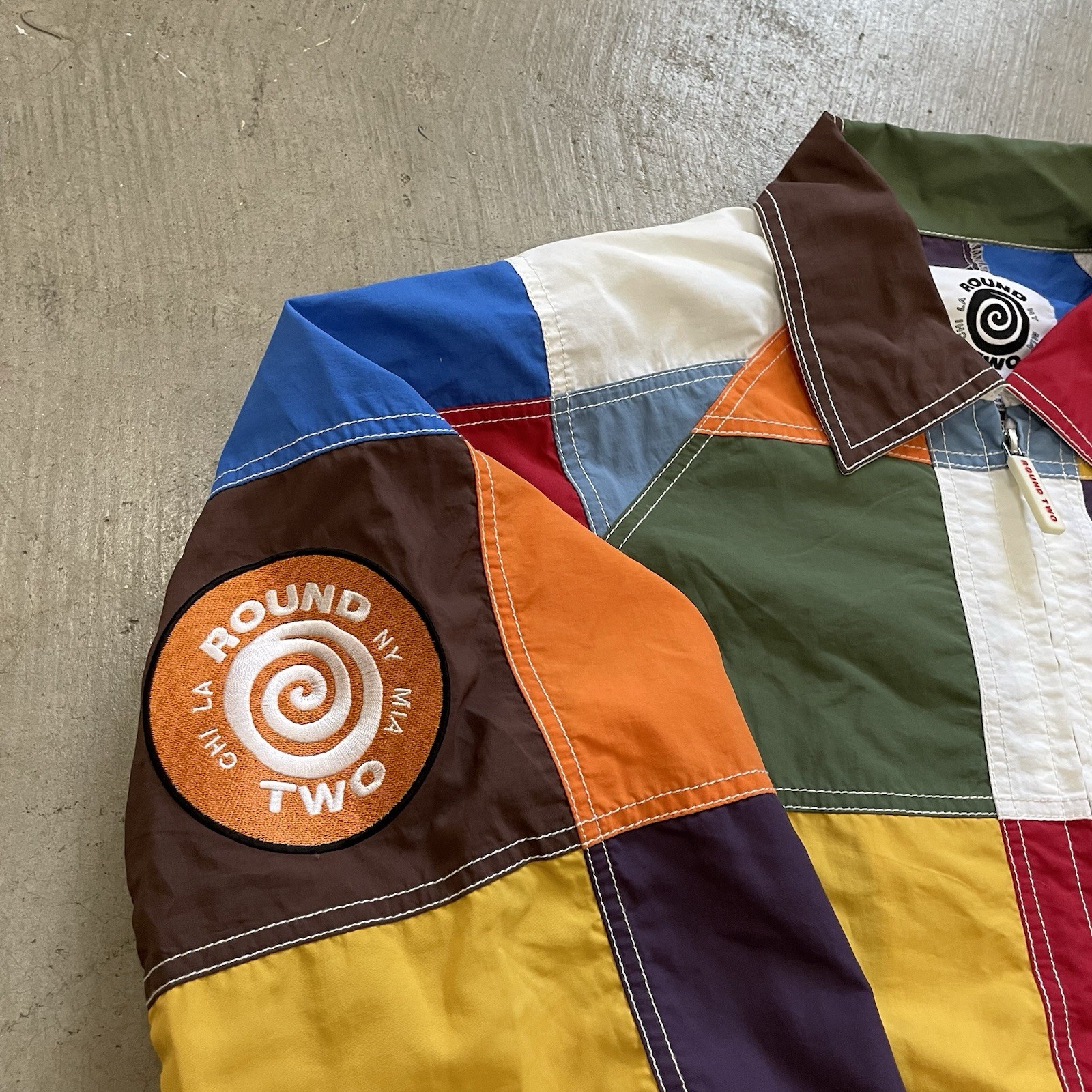 Round Two Nautical Jacket Colorful Patchwork Zip … - image 2