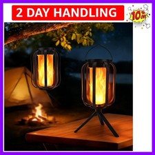 Solar  Battery Powered Lantern Outdoor Lights, 2 Pack Black LED Lantern with...
