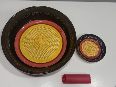 NWOB -Grater Bowl & Small Grater Dish Set With Garlic Peeler Handmade In Spain