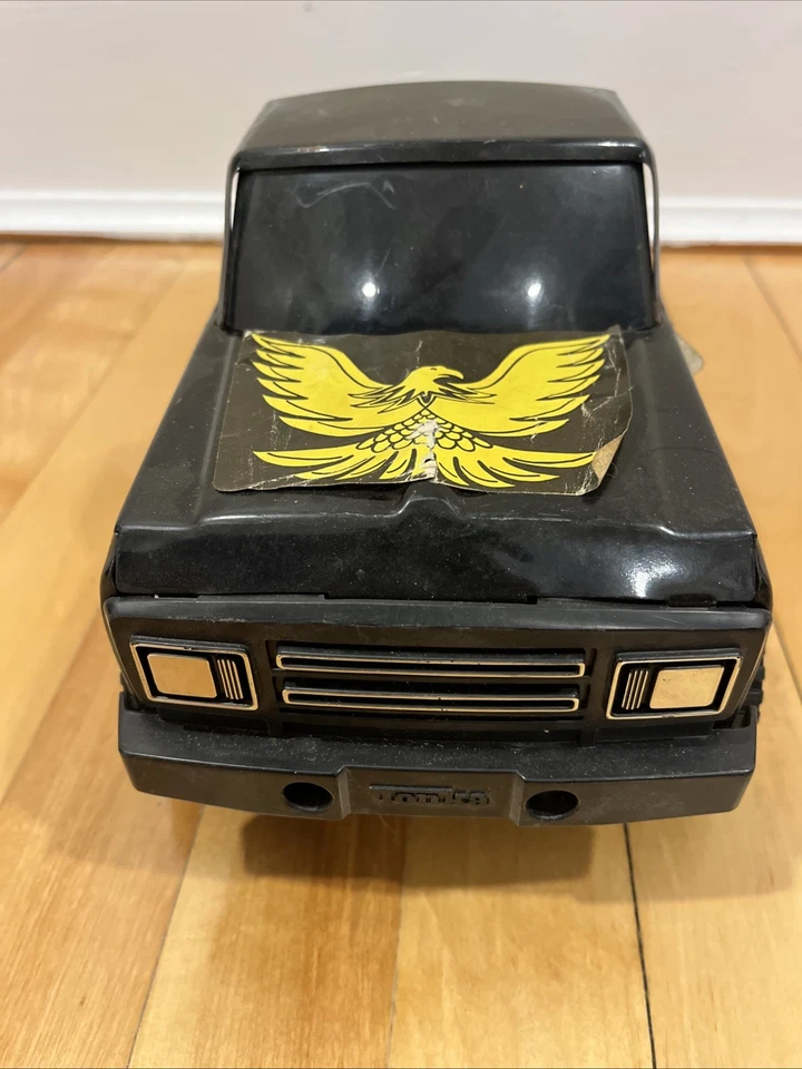 Camioneta pickup Tonka negra vintage de 1980, calcomanías amarillas, ventanas negras 14"x6"x6"" Foto 4 de 4