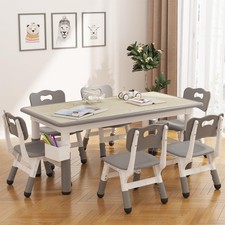 Kindertisch St&uuml;hle Set, Kindertisch Tisch mit 6 St&uuml;hlen H&ouml;henverstellbarer DHL
