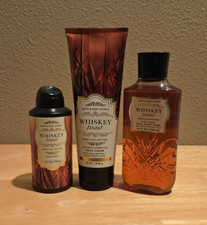 Bath  Body Works Men's WHISKEY TOAST Body Spray  3 in 1 Body Wash  Cream 3 pc