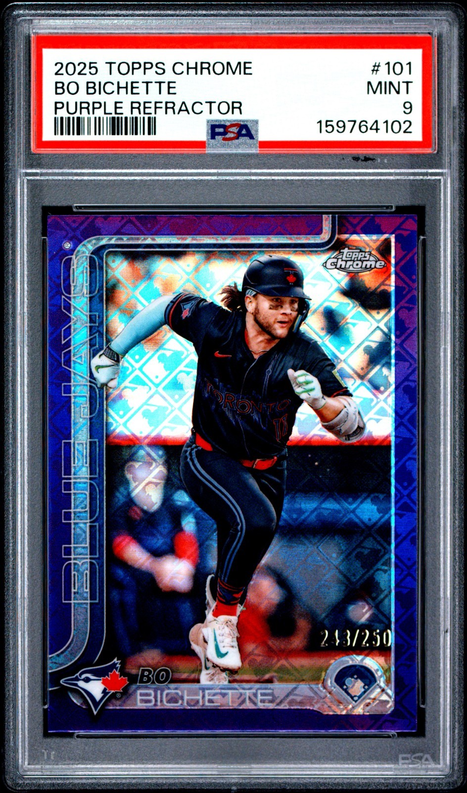 2025 Topps Chrome - Bo Bichette #101 Purple Refractor /250 PSA 9
