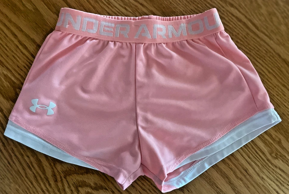 Under Armour Play up Sports Shorts Girls Youth Sz 5 Peachy Pink - Image 2 of 4
