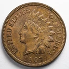 1907 Indian Head Penny Cent Almost Uncirculated (AU)