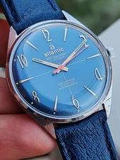 Atlantic Worldmaster Bue Dial 1970s - Vintage . Rare