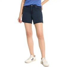 98$ NIC+ZOE French Terry Denim-Look Shorts High Rise Women's Size M Dark Blue