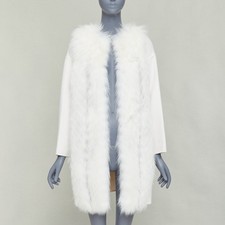 FENDI cream fox fur double faced cashmere long coat IT36 XXS
