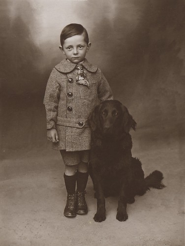 FLAT COATED RETRIEVER CHARMING DOG GREETINGS NOTE CARD SMALL BOY AND DOG - 第 1/1 張圖片