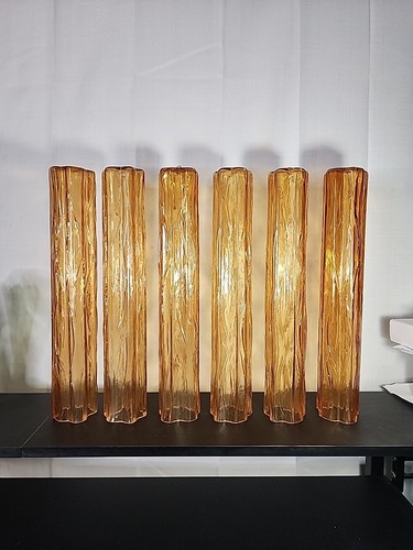 VTG Venini 16"Chandelier Parts Tronchi Glass Replacement Tube Prism Murano Amber