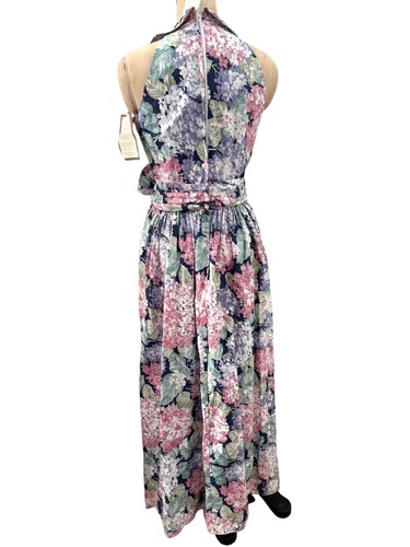 Vtg Floral Garden Dress Cold Sleeveless Maxi Dress Cottage Core Retro Sz 10 - Picture 9 of 9