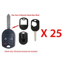 25 Remote Control Head Key Fob Case Shell 3B Compatible with Ford Rubber Pad H75
