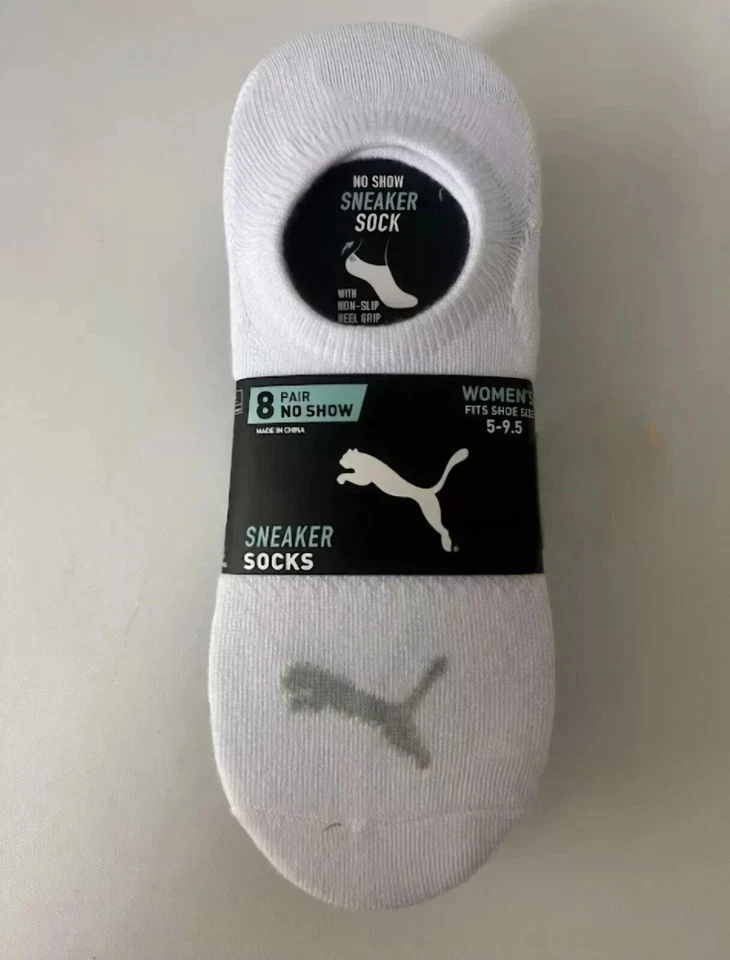 Calcetines deportivos PUMA No Show para mujer negros/blancos/grises, talla de zapato 5-9,5, 8 pares Foto 2 de 4