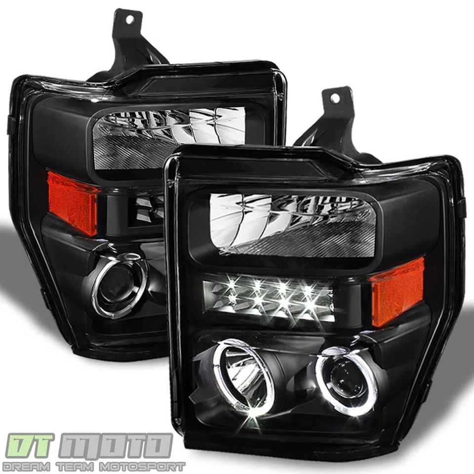 Faros proyectores LED halo superduty negros para Ford F250 F350 2008-2010 Foto 2 de 4