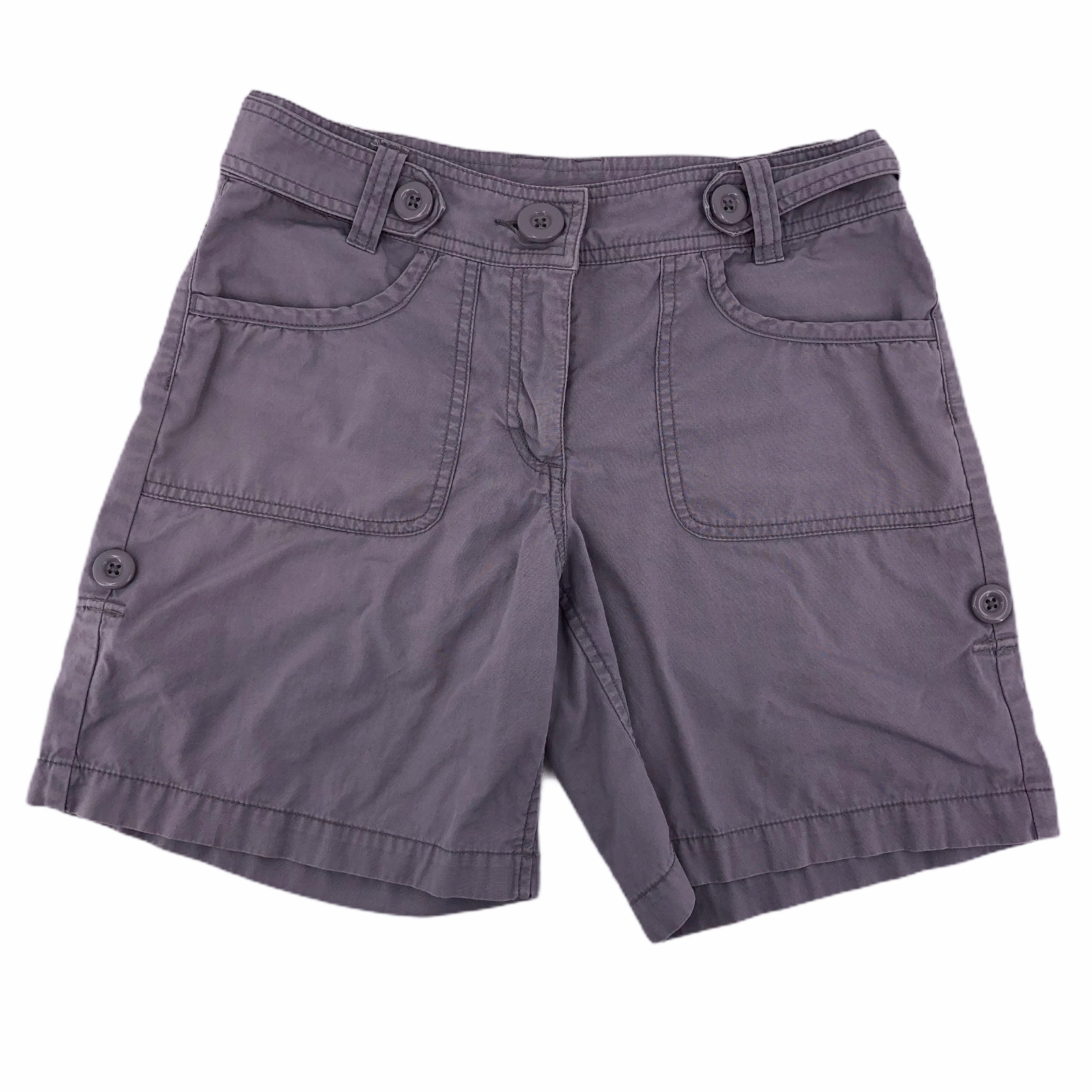  H & M Shorts Misses Size 6 Gray Front Pockets Roll Up Hem with Button Closures thumbnail 2
