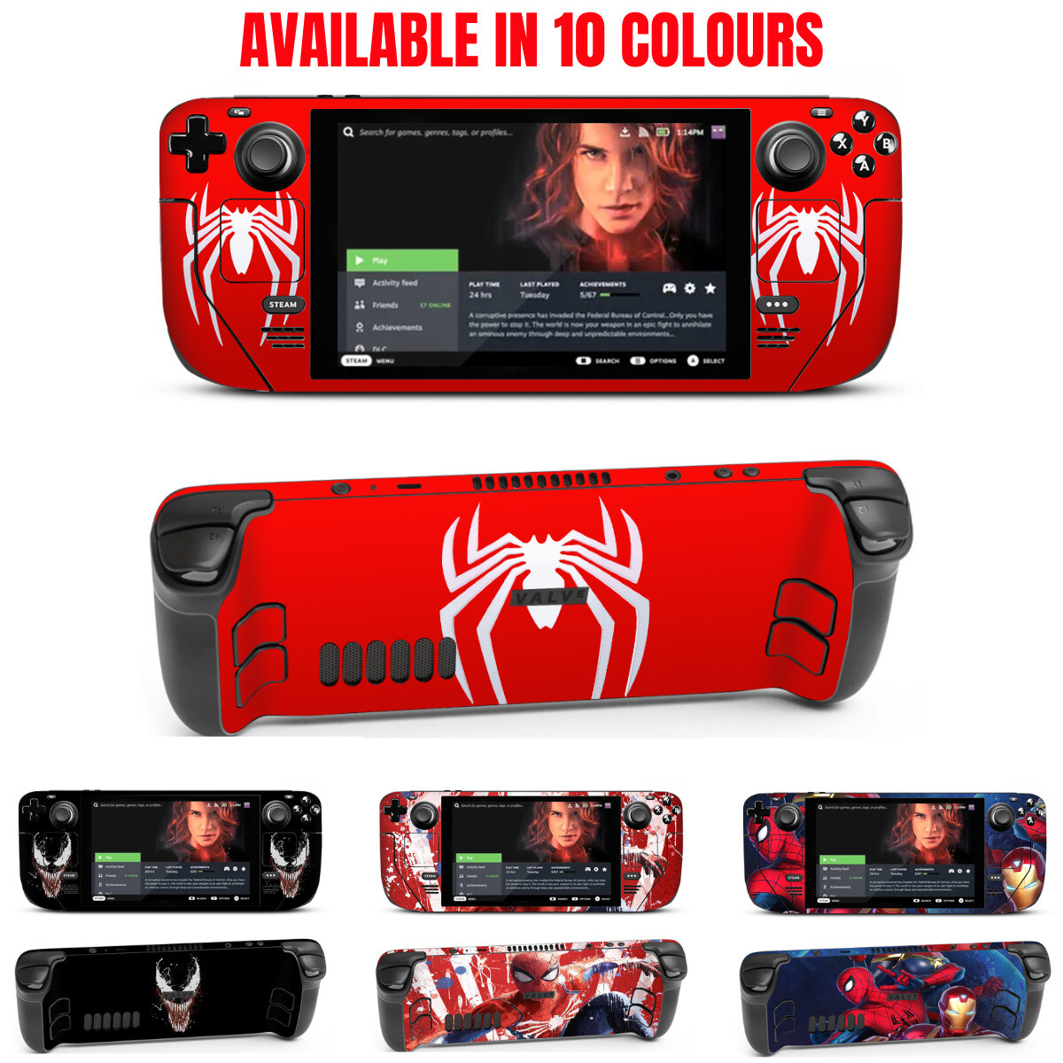Steam Deck Superhero Spider Skin Sticker Decal Vinyl Wrap Protection For Console