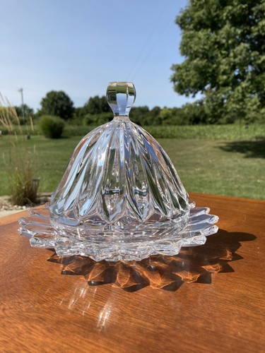EAPG Fostoria Sparkling Clear Colonial Prism Pattern Covered Butter Dish - Picture 5 of 9