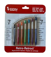 I-Con Pack of 5 Replacement Nintendo DS Styluses Retro-Retract Different Colors