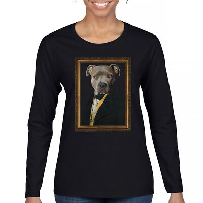 Dapper Pittie Women's Long Sleeve T-shirt Pit Bull Pet Owner Dog Lover Adopt