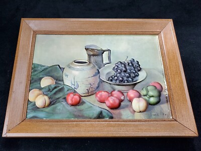 Henk Bos 3D Still Life Metal Painting Fruit Vegetables Bowl Pitcher
