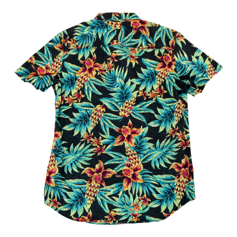 Camisa George Para Hombre Manga Corta Abotonada M 38-40 Calce Ajustado Hawaiana Multicolor Foto 4 de 4