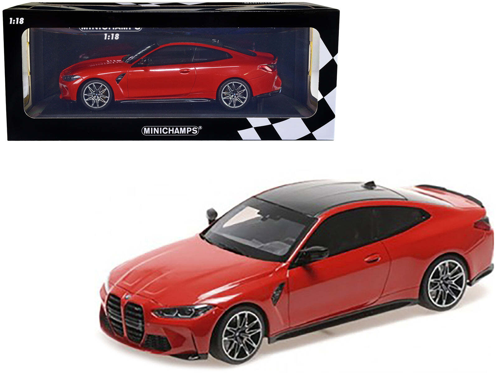 2020 BMW M4 Red Metallic with Carbon Top Limited Edition 1/18 Diecast Model Car