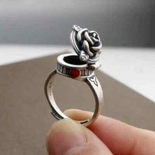 Elegant 925 Sterling Silver New Fashion Charms Rose Flower Ring One Size Fit All