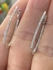 Women's 2 Ct Round Lab-Created Diamond Hoop Gift Earring's 14K White Gold Plated