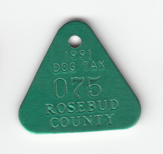 1991 ROSEBUD COUNTY (MONTANA) DOG TAX LICENSE TAG #075