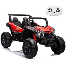 ZEOPHOL 24V Battery Kids Ride On Car UTV Truck 4WD 2-Seater 4X200W EVA Tires Red