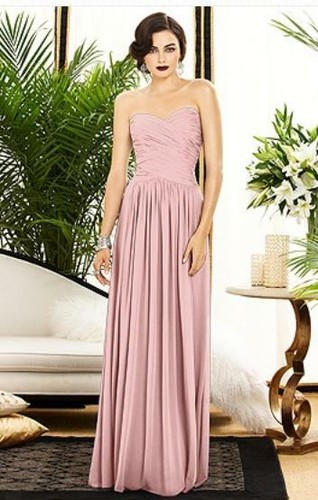 Dessy 2880...Special Occasion / Strapless Chiffon Dress....Rose...Sz 0 - Afbeelding 1 van 4