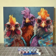 Rooster King DIY Paint by Number Kits for Adult Canvas Funny animals Acrylic Oil