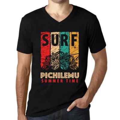 ULTRABASIC Herren T-Shirt V-Ausschnitt Sommer Surfen in Pichilemu Summer Time Surf In