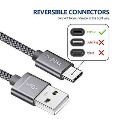 USB-C to USB-A Cable 3.1A Fast Charging [2-Pack 6.6ft] JSAUX Charger - Red - NIB