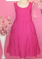 WOMEN PLUS SIZE PINK SLEEVELESS RUFFLE MIDI DRESS ( 2XL )