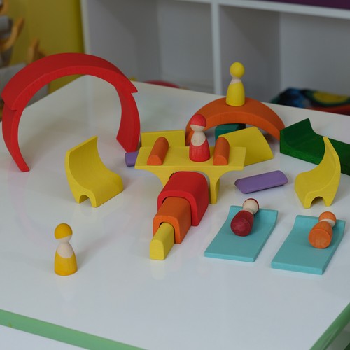 Rainbow Stacking Building Blocks Autism Educational Montessori Grimms Wooden Toy - Picture 45 of 100