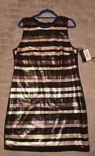 NEW Laundry by Shelli Segal Women's Sequined Dress Size 14 brown gold black 