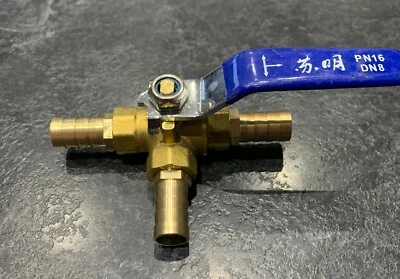 4,6,8,10,12,14,16,19mm Hose Barb Full Port T-Port Three Way Brass Ball Valve
