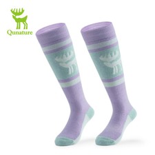 Qunature Kids Thermal Wool Ski Socks Knee High Ski/Snowboard Toddler Purple S