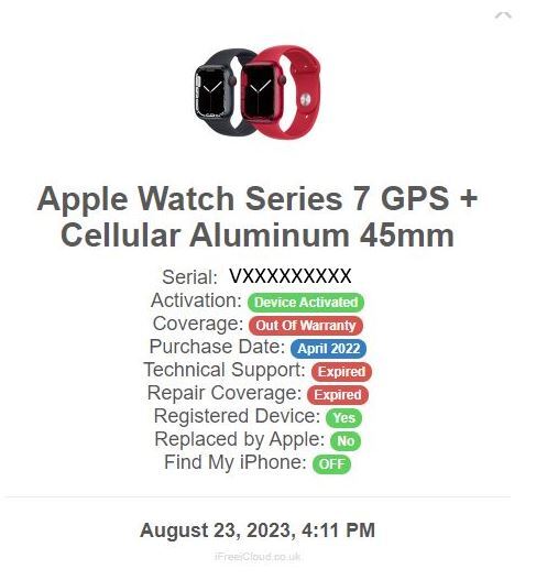 Apple watch A2478 Series 7 45mm Aluminum Case and Sport band Apple watch A2478 Series 7 45mm Aluminum Case and Sport band