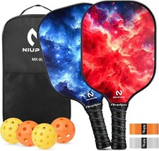 Pickleball Paddles Set of 2   USAPA Approved Fiberglass Rackets with 4 Balls