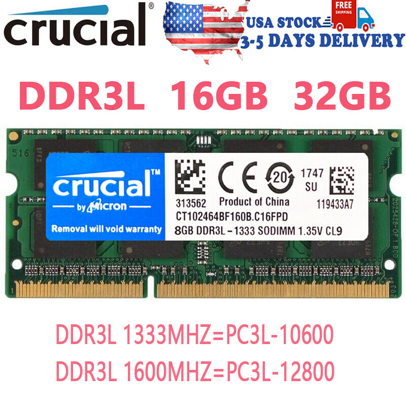 1600 Sodimm Ram Ddr3l 16gb Notebook Crucial 16GB Kit (8GBx2) DDR3L