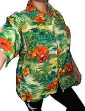 Islander VTG Rayon Hibiscus Hawaiian Shirt Floral Aloha Camp Unisex Sz L RARE