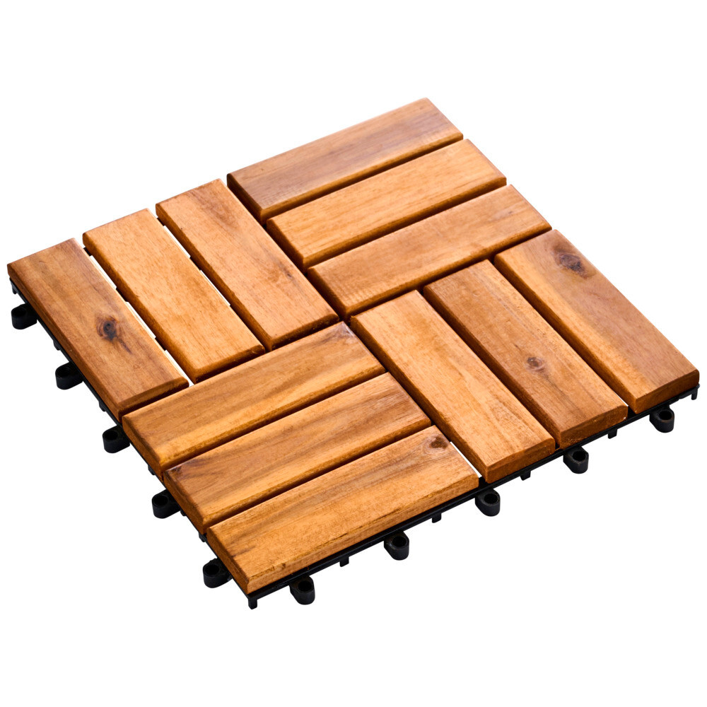 Holzfliese 30x30 cm Akazie Fliese Holz Klickfliese Terrassenfliese