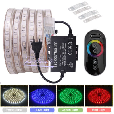 LED strip RGB 5050 110V 220V waterproof with RF Touch Remote For Home Decoration