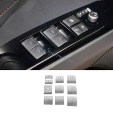 For Toyota Camry 2018-2024 Window Lift Lock Switch Button Sticker Silver Alloy
