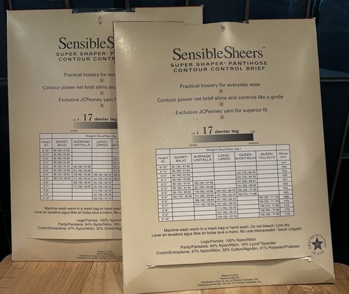 Two Vintage Worthington Sensible Sheers Super Shaper Pantyhose Size Long White - Picture 2 of 4