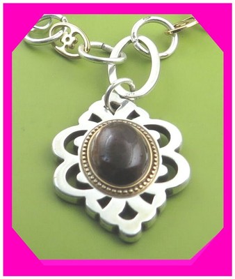 BRIGHTON GENEVA STONE Silver Gold Ring Chain Pendant Retired NECKLACE NWotag