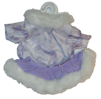 Build A Bear Skating Purple Body Suit & Tutu With White Furry Trim